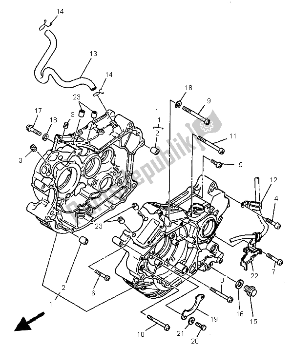 All parts for the Crankcase of the Yamaha XV 125 S 1999