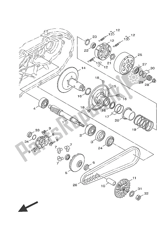 All parts for the Clutch of the Yamaha HW 151 2016