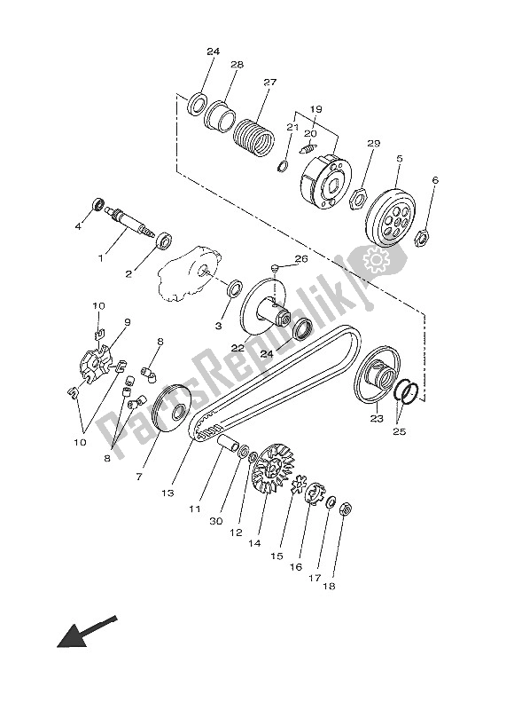 All parts for the Clutch of the Yamaha CW 50 2016