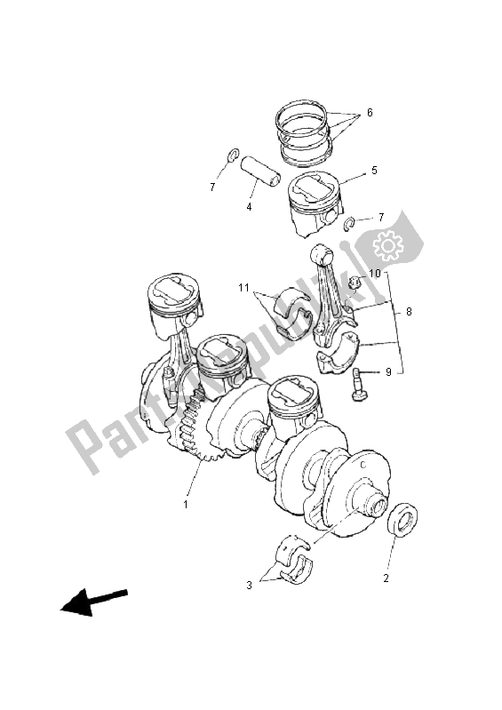 All parts for the Crankshaft & Piston of the Yamaha XJR 1300 2008