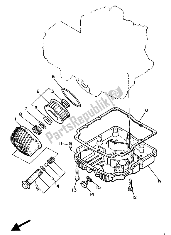 All parts for the Oil Cleaner of the Yamaha XJ 600 1990