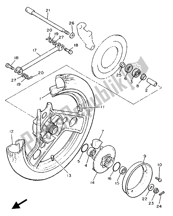 Toutes les pièces pour le Roue Arrière du Yamaha XJ 900F 1992