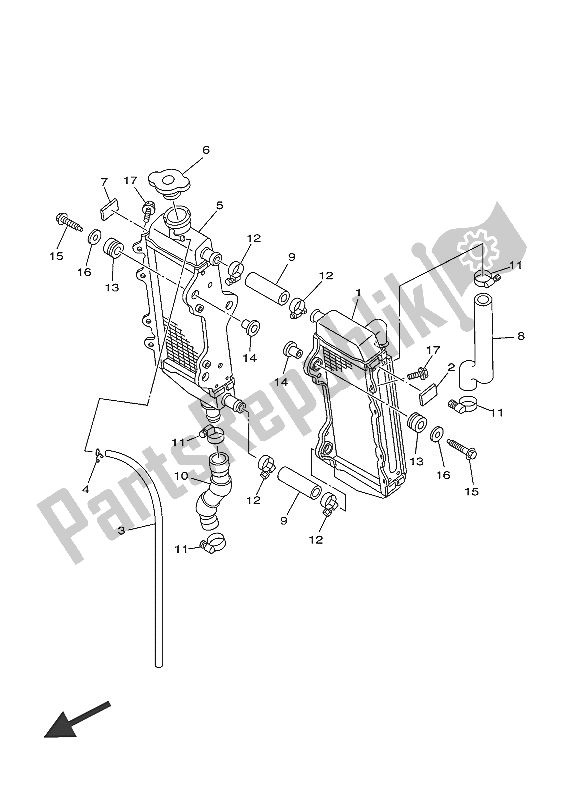 All parts for the Radiator & Hose of the Yamaha YZ 250 2016