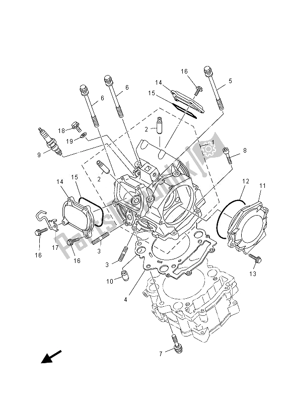 All parts for the Cylinder Head of the Yamaha YFM 700 RD 2013