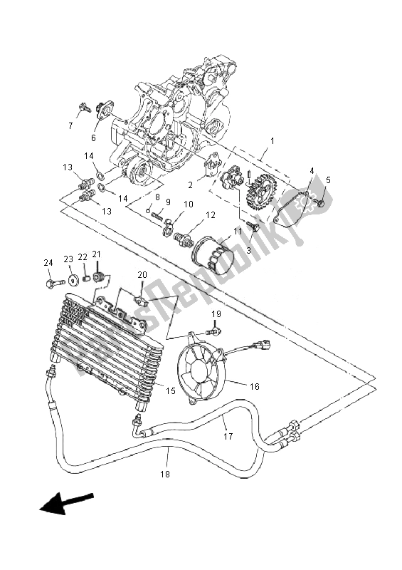 All parts for the Oil Pump of the Yamaha YFM 350F Grizzly 4X4 2010