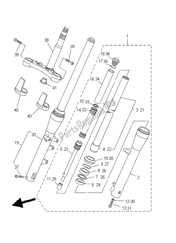 All parts for the Front Fork of the Yamaha XVS 125 Dragstar 2002