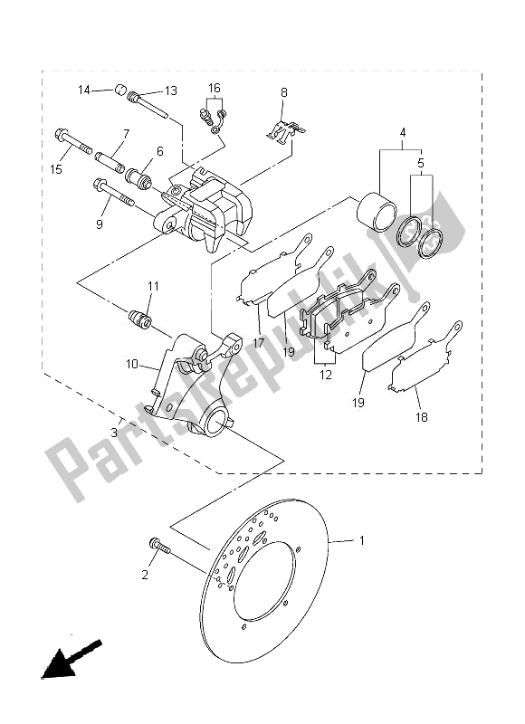 All parts for the Rear Brake Caliper of the Yamaha FZ8 S 800 2014