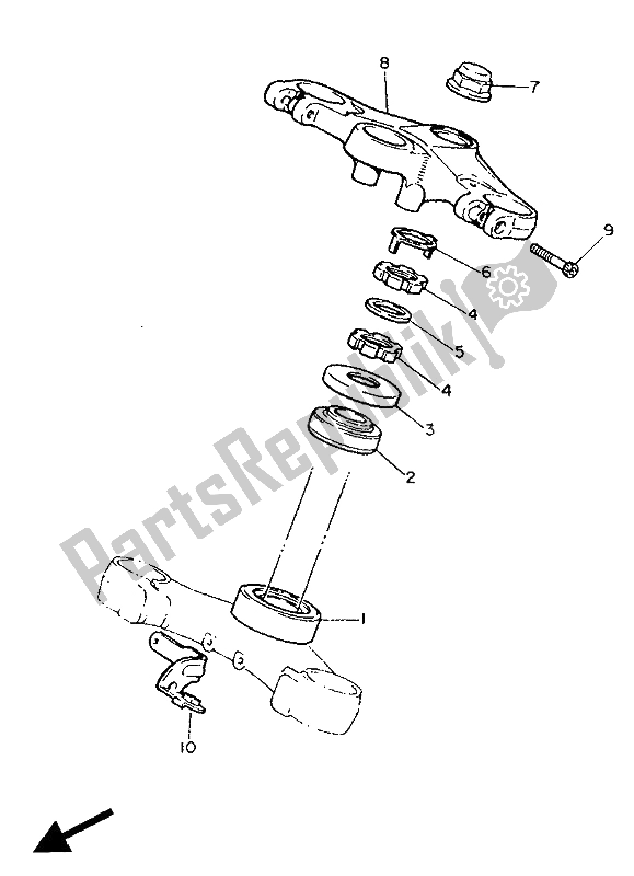 All parts for the Steering of the Yamaha FZ 750 Genesis 1991