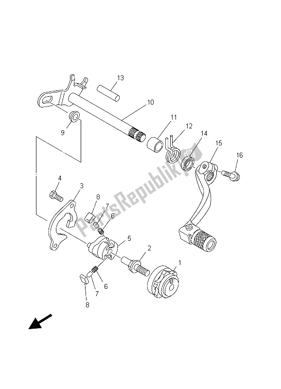 All parts for the Shift Shaft of the Yamaha WR 250F 2003