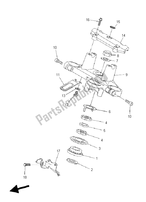 All parts for the Steering of the Yamaha FZ6 Sahg 600 2009