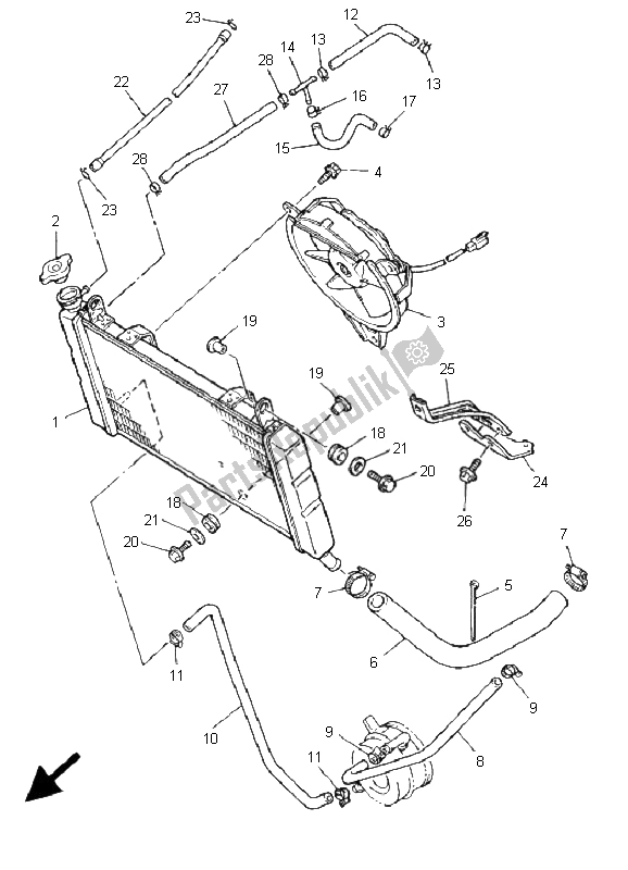 Toutes les pièces pour le Tuyau De Radiateur du Yamaha YZF 600R Thundercat 2001