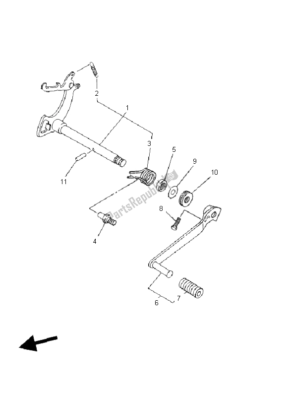 All parts for the Shift Shaft of the Yamaha YFM 80R 2005