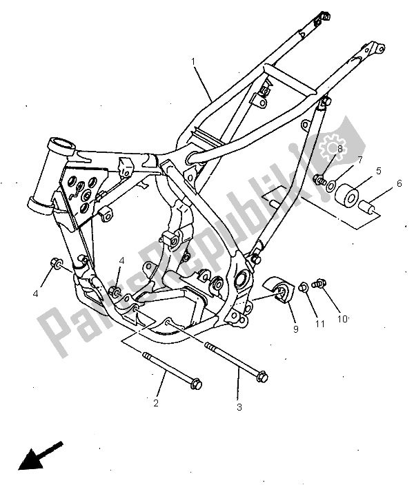 All parts for the Frame of the Yamaha YZ 80 LW 1998