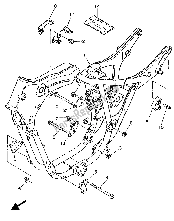 All parts for the Frame of the Yamaha XV 250 Virago 1994