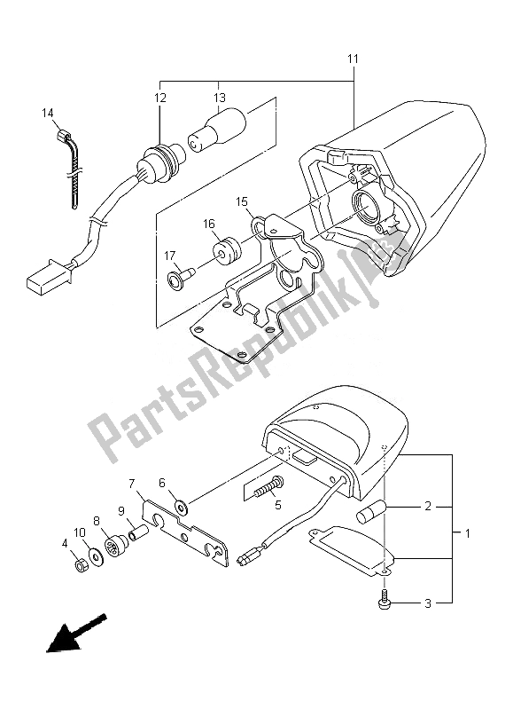 All parts for the Taillight of the Yamaha XJ6 SA 600 2014