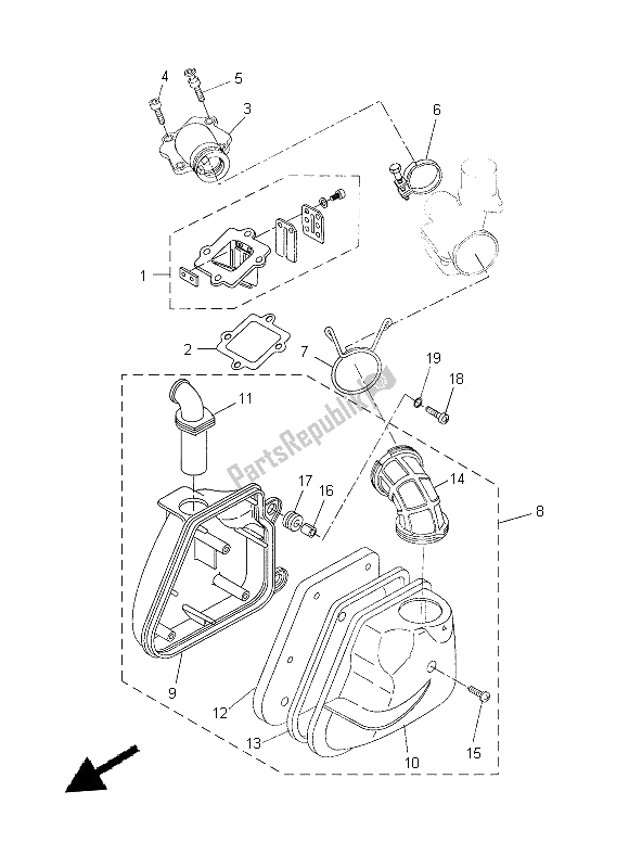 All parts for the Intake of the Yamaha YN 50 2014