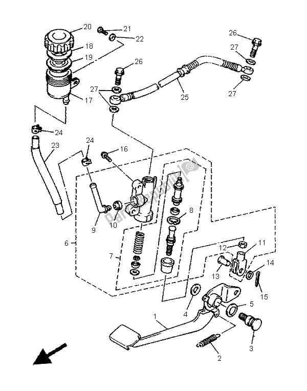 Toutes les pièces pour le Maître-cylindre Arrière du Yamaha XJ 600S Diversion 1996