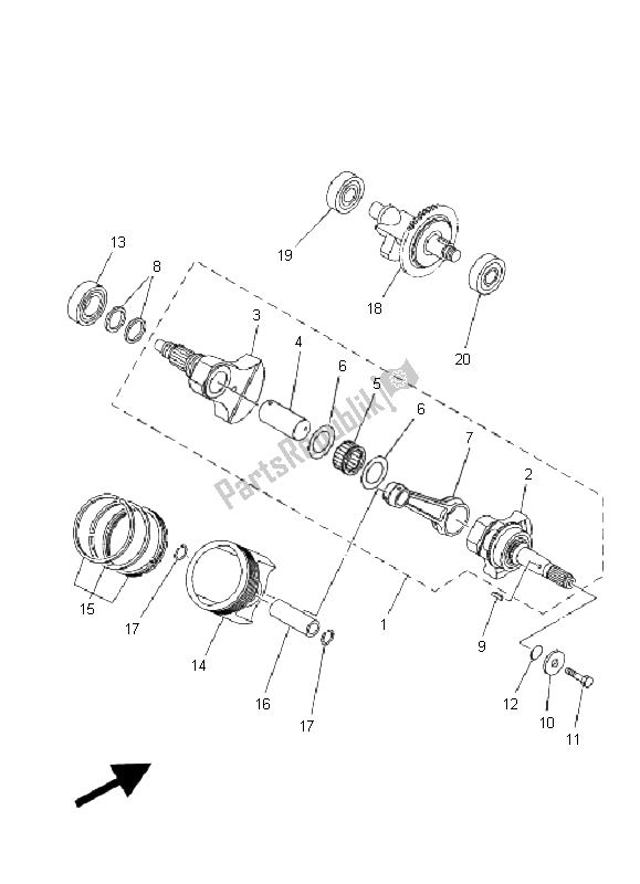 All parts for the Crankshaft & Piston of the Yamaha YXR 450 FA Rhino 2006