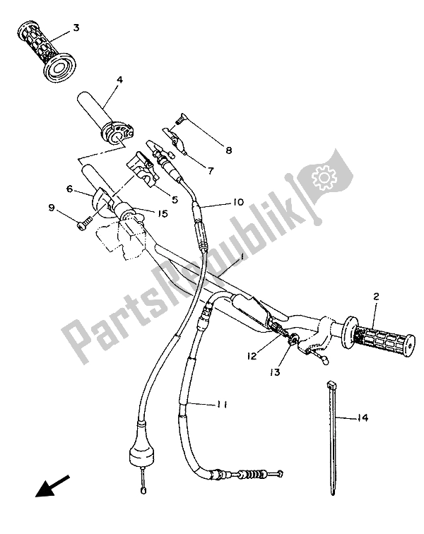 All parts for the Steering Handle & Cable of the Yamaha WR 250Z 1994