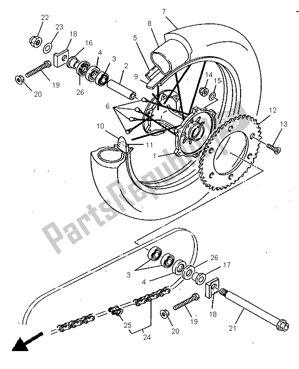 Todas las partes para Rueda Trasera de Yamaha WR 250Z 1997