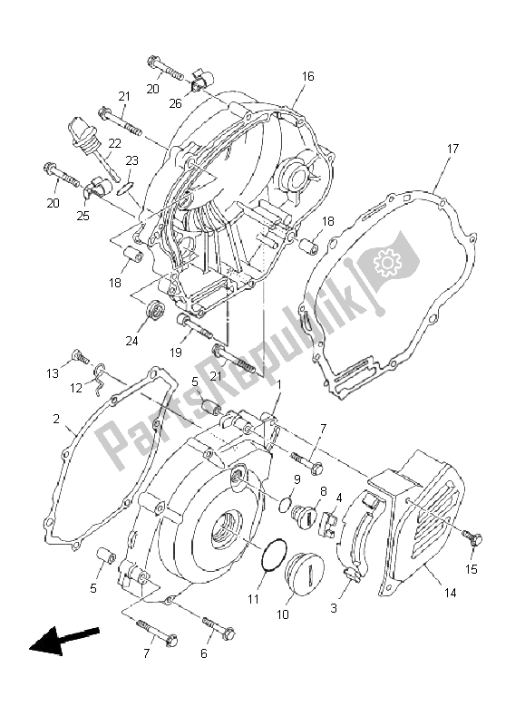 All parts for the Crankcase Cover 1 of the Yamaha TT R 125E SW LW 2011