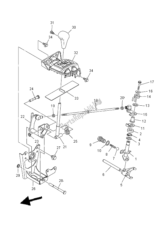 All parts for the Shift Shaft of the Yamaha YFM 350 DE Grizzly 2014