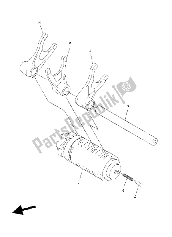 All parts for the Shift Cam & Fork of the Yamaha WR 250R 2011