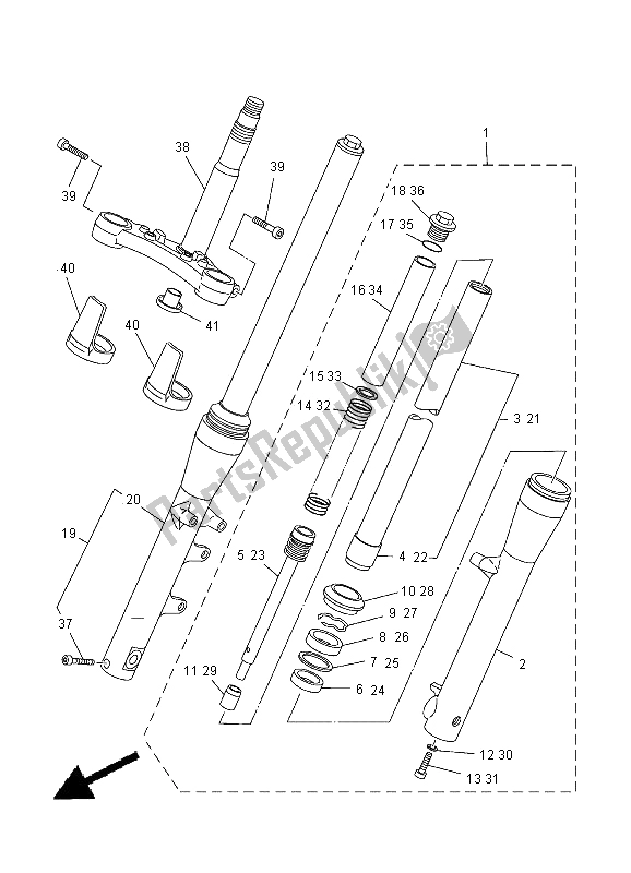 All parts for the Front Fork of the Yamaha XVS 125 Dragstar 2000