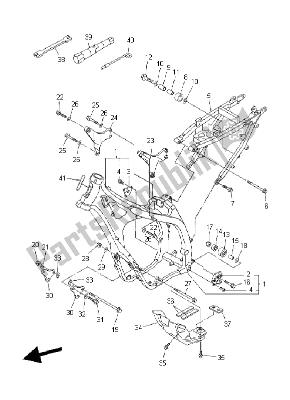 All parts for the Frame of the Yamaha WR 450F 2011