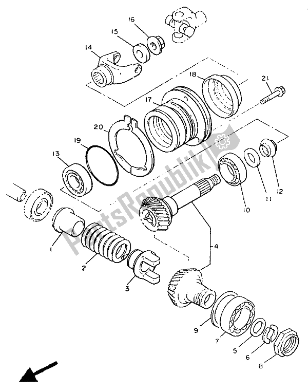 All parts for the Middle Drive Gear of the Yamaha XVZ 13 TD Venture Royal 1300 1989