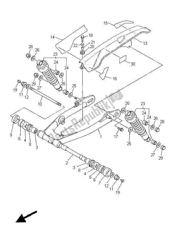 All parts for the Rear Arm of the Yamaha SR 400 2014