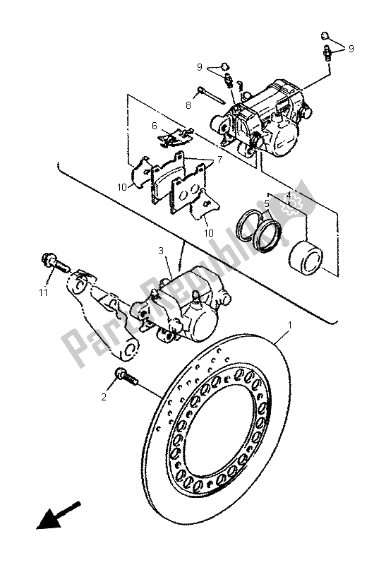 Wszystkie części do Zacisk Hamulca Tylnego Yamaha XJ 600S Diversion 1996