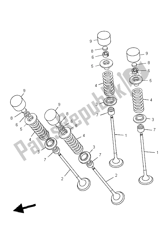 All parts for the Valve of the Yamaha XJ6 SY 600 2009