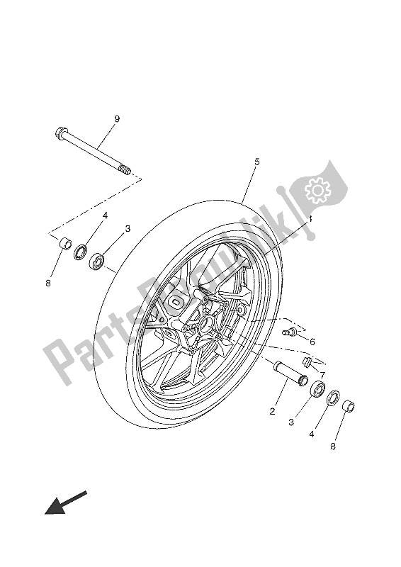 Tutte le parti per il Ruota Anteriore del Yamaha MT-07 Tracer ABS 700 2016