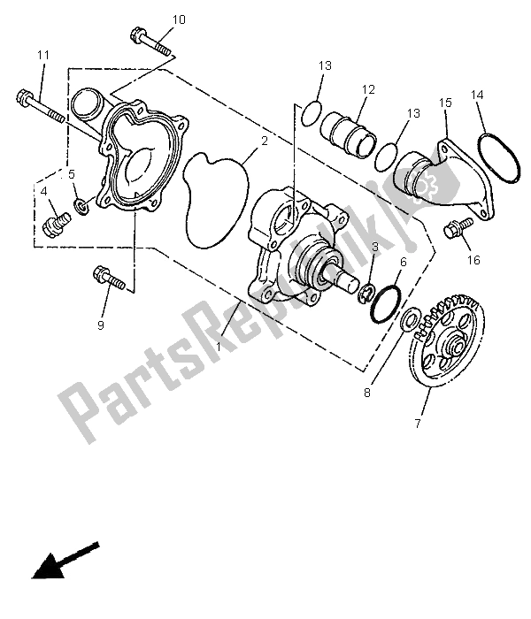 All parts for the Water Pump of the Yamaha XTZ 750 Super Tenere 1995