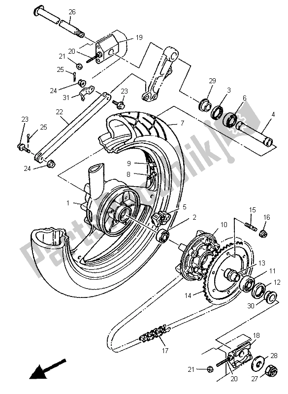 Tutte le parti per il Ruota Posteriore del Yamaha XJR 1200 1996