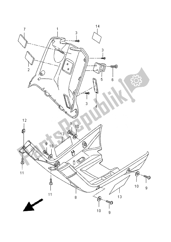 All parts for the Leg Shield of the Yamaha CW 50N 2013