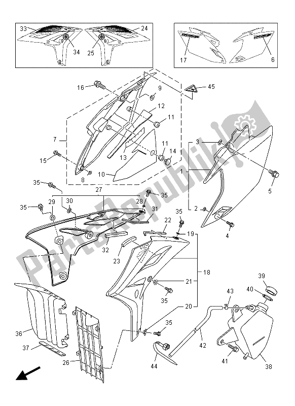 Alle onderdelen voor de Zijdeksel van de Yamaha WR 450F 2012