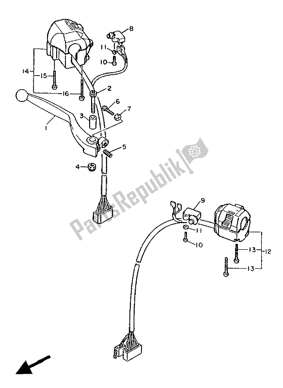 Toutes les pièces pour le Interrupteur Et Levier De Poignée du Yamaha FZ 750R 1988