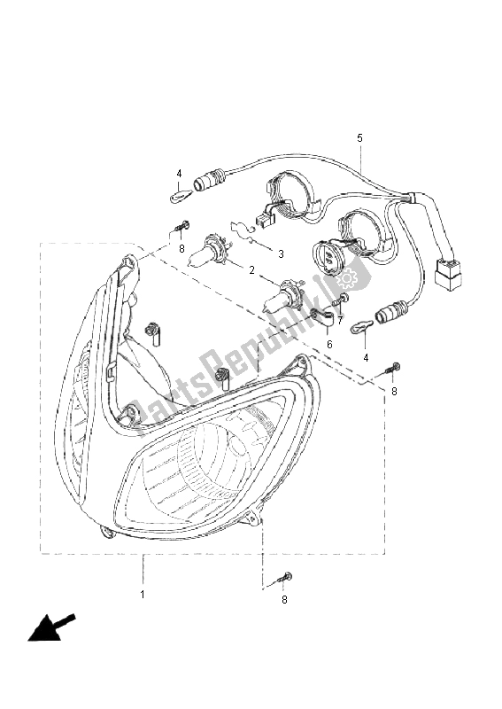 All parts for the Headlight of the Yamaha VP 250 X City 2008