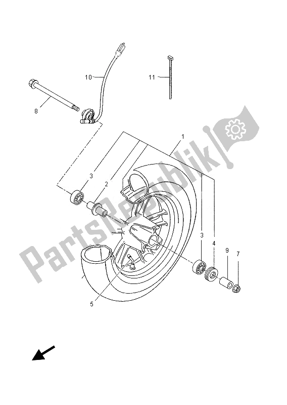 All parts for the Front Wheel of the Yamaha YN 50 FU 2013