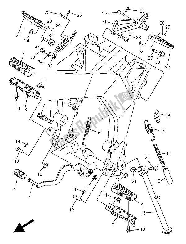 Todas las partes para Soporte Y Reposapiés de Yamaha TDR 125 1999