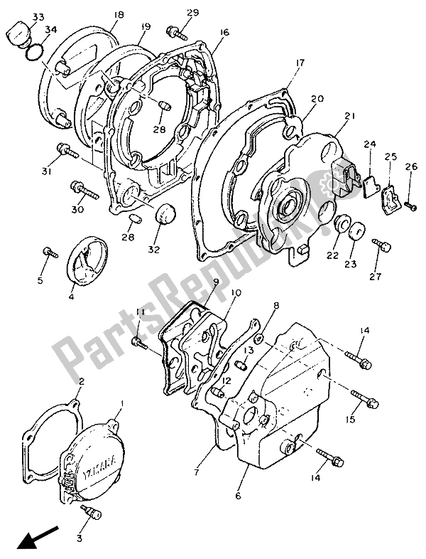 All parts for the Crankcase Cover 1 of the Yamaha FJ 1200 1990