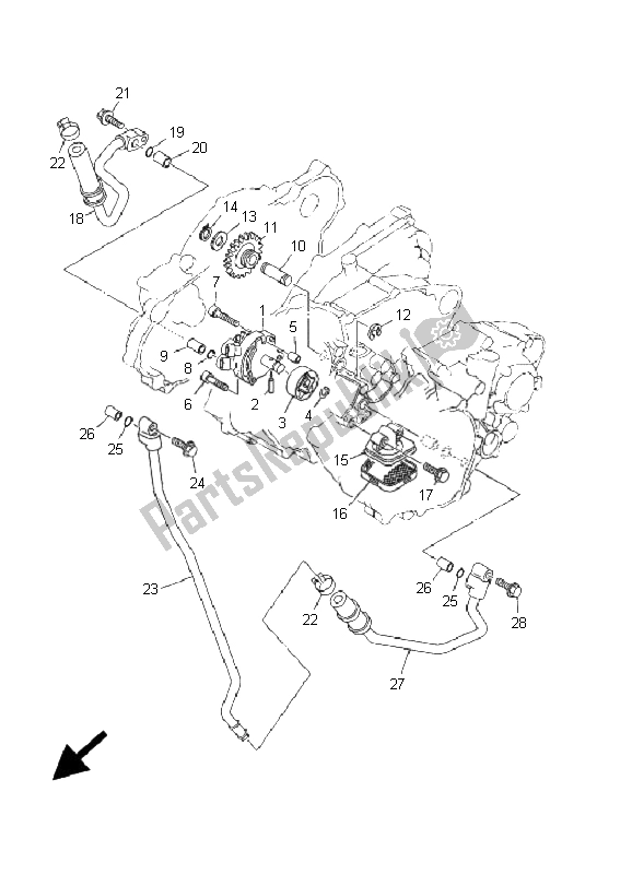 All parts for the Oil Pump of the Yamaha YZ 250F 2001