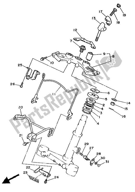 Alle onderdelen voor de Sturen van de Yamaha XV 250 Virago 1992