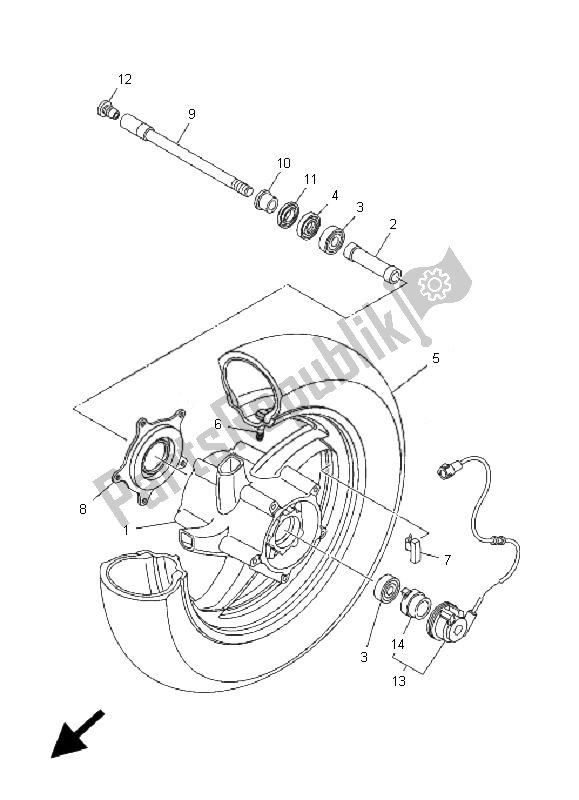 All parts for the Front Wheel of the Yamaha YP 400 Majesty 2007