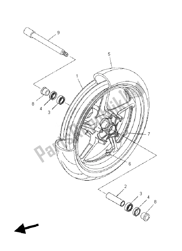 Tutte le parti per il Ruota Anteriore del Yamaha FZ1 N Fazer 1000 2010