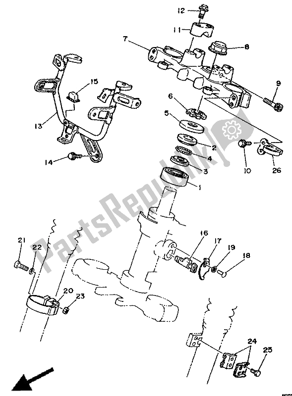 All parts for the Steering of the Yamaha DT 125E 1991