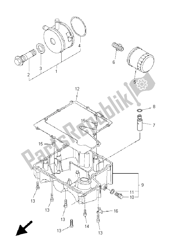 All parts for the Oil Cleaner of the Yamaha FZ6 S 600 2005