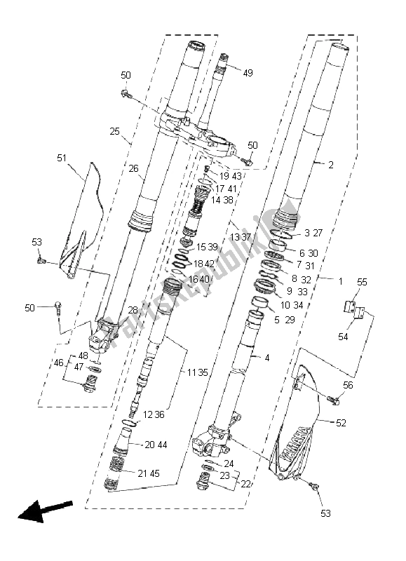 Wszystkie części do Przedni Widelec Yamaha YZ 450F 2011
